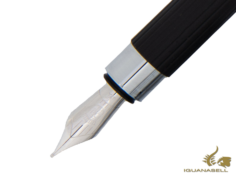 Stylo plume Graf von Faber-Castell Tamitio, métal, nervuré, noir