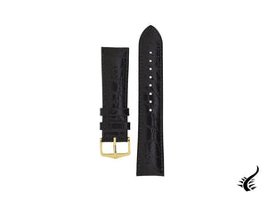 Hirsch Crocograin Exotic embossed leather Strap, Black, 18 mm, 12302850-1-18