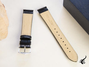 Hirsch Exotic embossed leather Strap, Leather, Black, 18 mm, 01028050-2-18