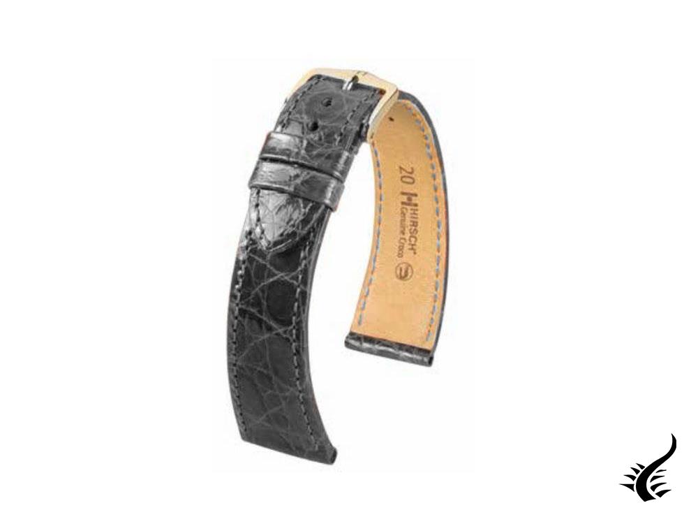 Hirsch Genuine Strap, Black, L (200 mm), 20 mm, 18920850-1-20