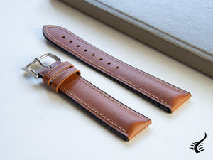 Hirsch Heavy Calf Calfskin Strap, Brown, White, 22 mm, Buckle, 01475010-2-22