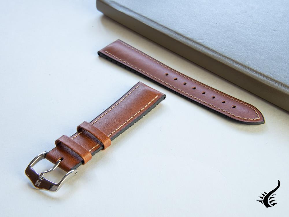 Hirsch Heavy Calf Calfskin Strap, Brown, White, 22 mm, Buckle, 01475010-2-22