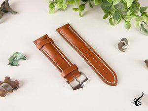 Hirsch Heavy Calf Calfskin Strap, Golden Brown, White, 22 mm, 01475070-2-22