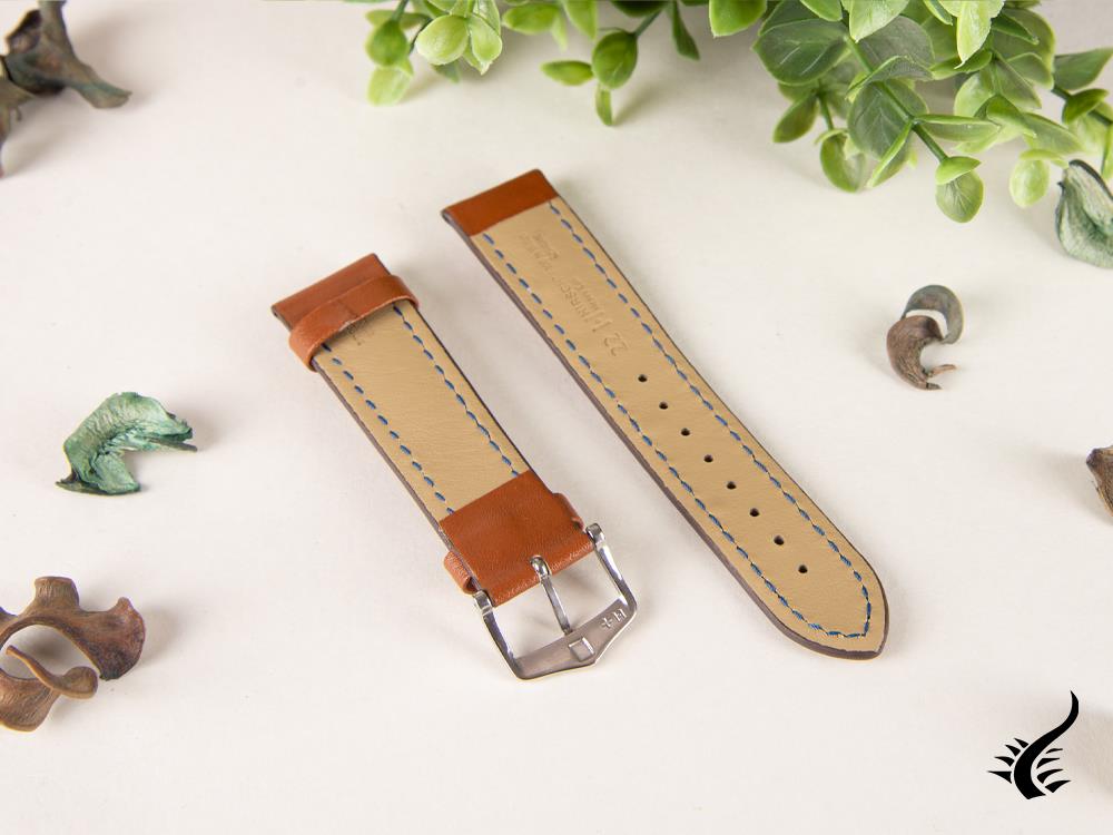 Hirsch Heavy Calf Calfskin Strap, Golden Brown, White, 22 mm, 01475070-2-22