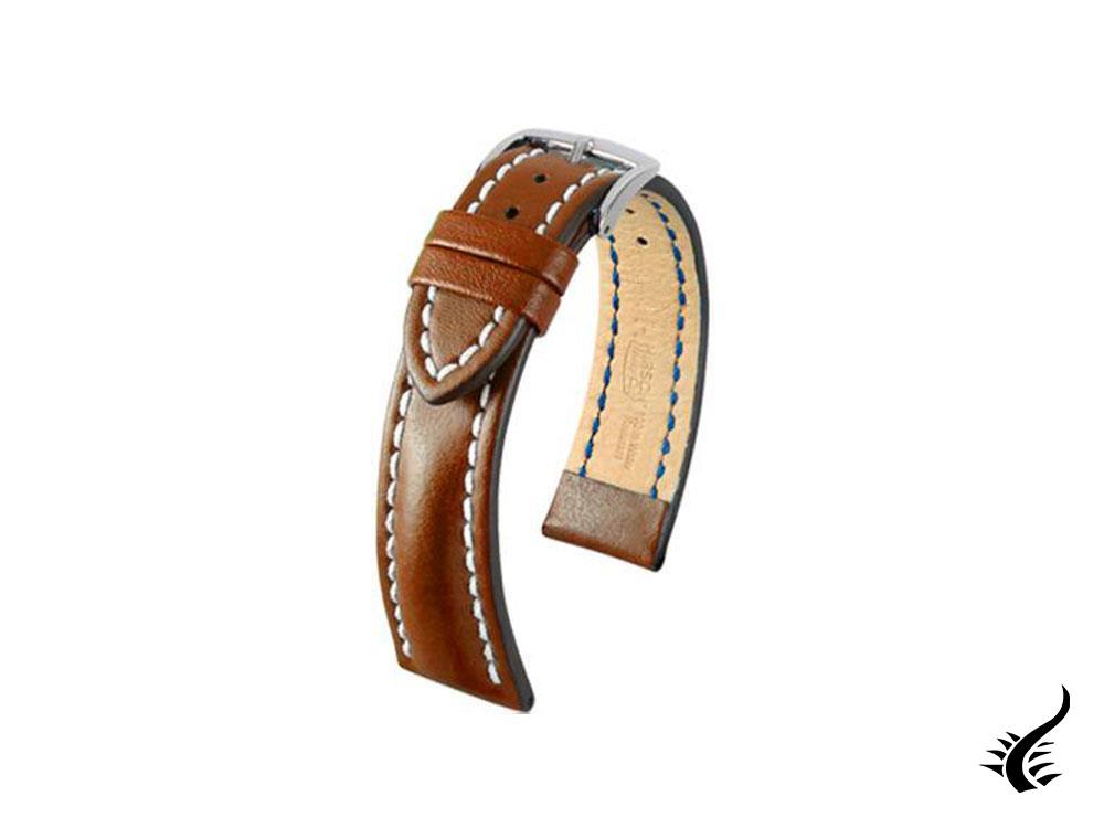 Hirsch Heavy Calf Calfskin Strap, Golden Brown, White, 22 mm, 01475070-2-22