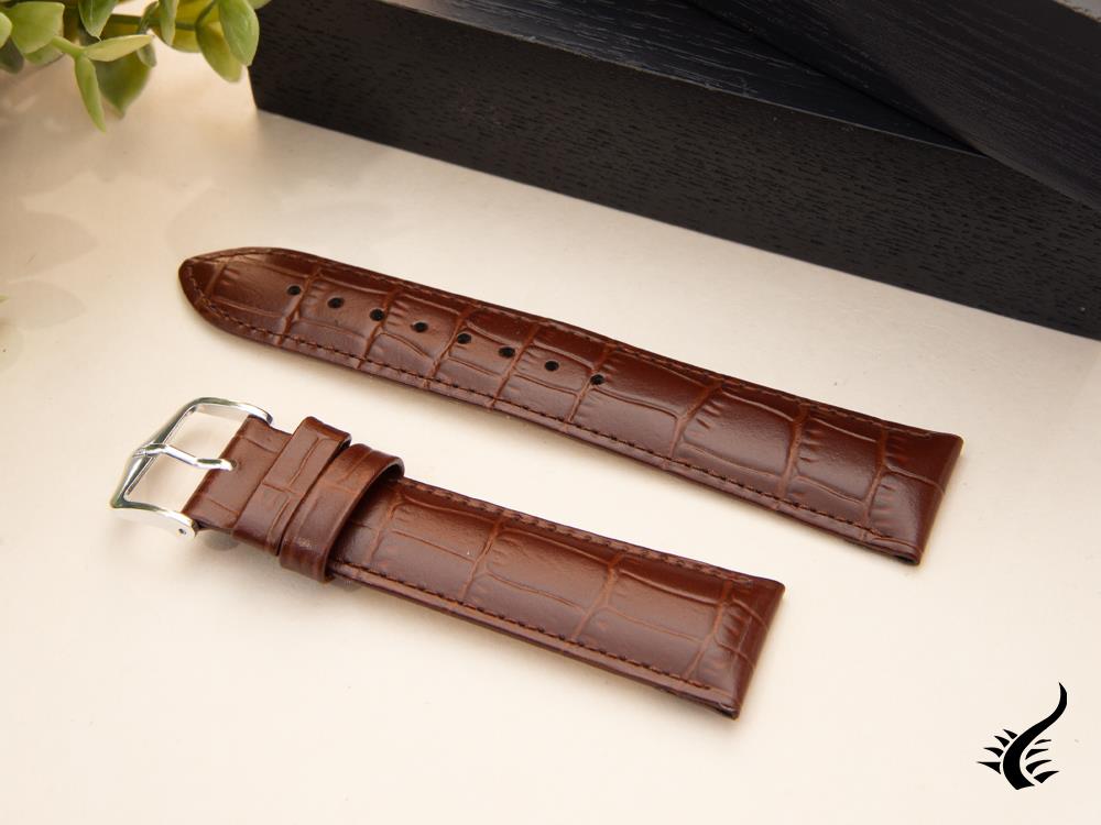 Bracelet en cuir exotique gaufré Hirsch Louisianalook, marron, 22 mm, 03427010-2-22