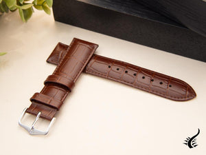 Hirsch Louisianalook Exotic embossed leather Strap, Brown, 22 mm, 03427010-2-22