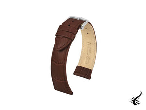 Hirsch Louisianalook Exotic embossed leather Strap, Brown, 22 mm, 03427010-2-22