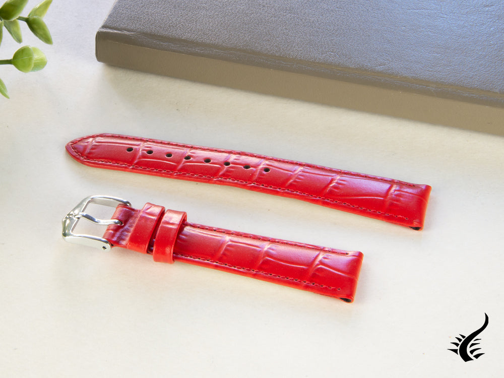 Bracelet en cuir exotique gaufré Hirsch Louisianalook, rouge, 18 mm, 03427120-2-18