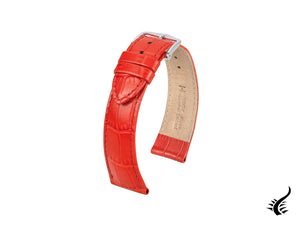 Hirsch Louisianalook Exotic embossed leather Strap, Red, 18 mm, 03427120-2-18