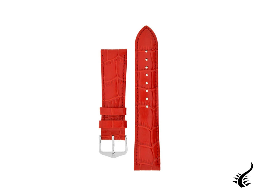 Hirsch Louisianalook Exotic embossed leather Strap, Red, 18 mm, 03427120-2-18