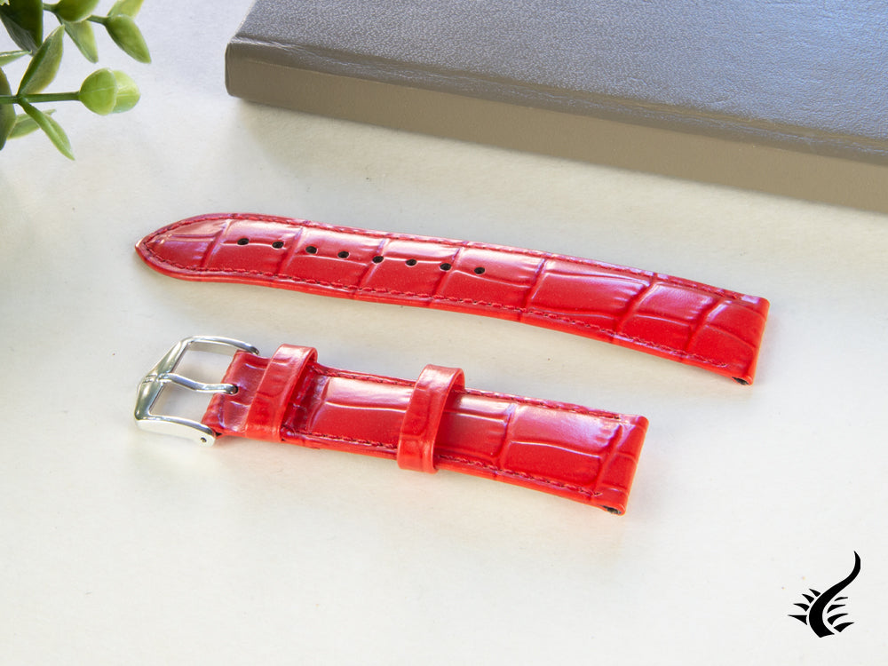 Bracelet en cuir exotique gaufré Hirsch Louisianalook, rouge, 20 mm, 03427120-2-20