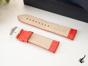 Hirsch Louisianalook Exotic embossed leather Strap, Red, 22 mm, 03427120-2-22