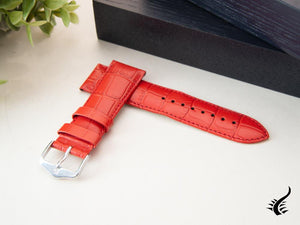 Hirsch Louisianalook Exotic embossed leather Strap, Red, 22 mm, 03427120-2-22