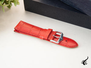 Hirsch Louisianalook Exotic embossed leather Strap, Red, 22 mm, 03427120-2-22