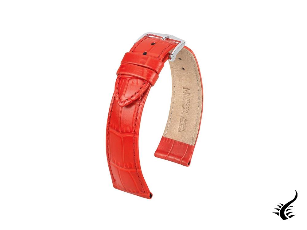 Hirsch Louisianalook Exotic embossed leather Strap, Red, 22 mm, 03427120-2-22