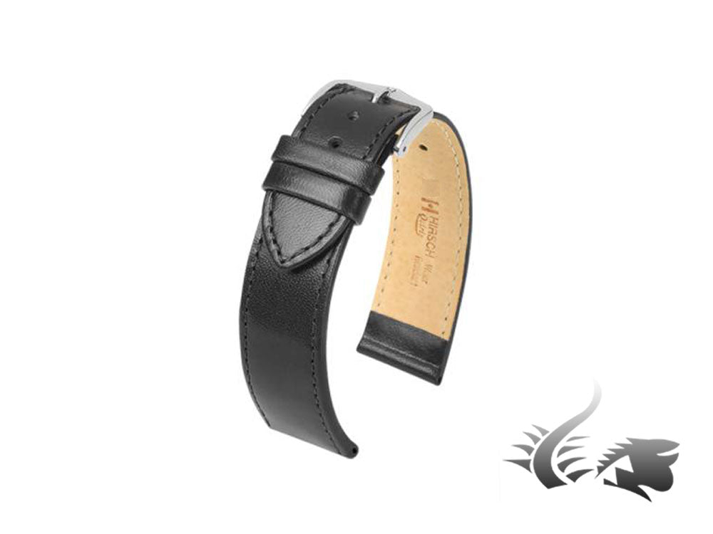 Hirsch Osiris Leather Strap, Black, 24 mm, L (200 mm), 03475050-2-24