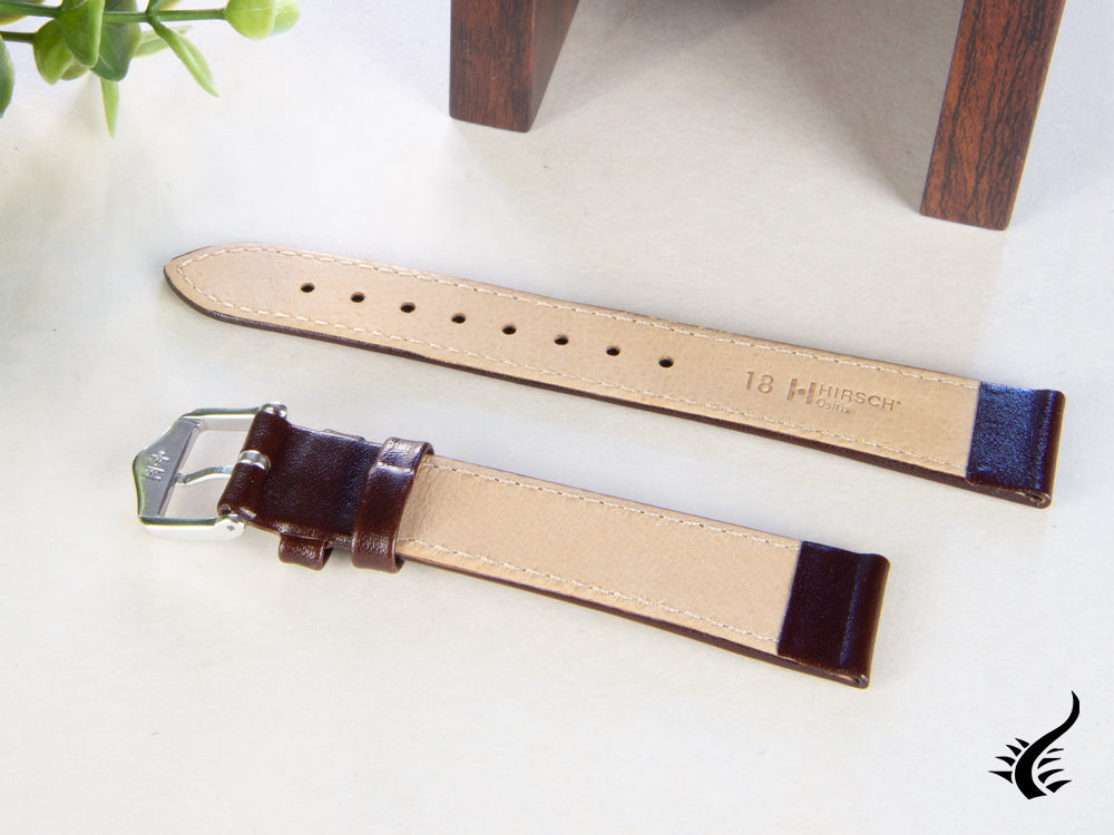 Hirsch Osiris Leather Strap, Brown, 18 mm, L (200 mm), 03475010-2-18