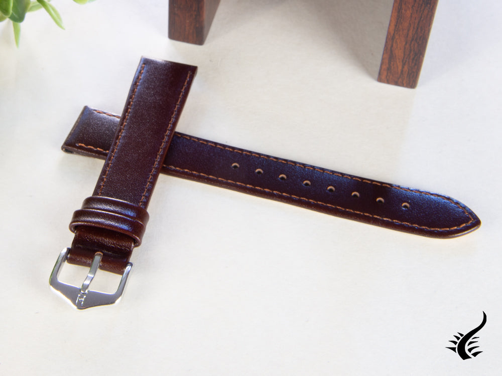 Hirsch Osiris Leather Strap, Brown, 18 mm, L (200 mm), 03475010-2-18