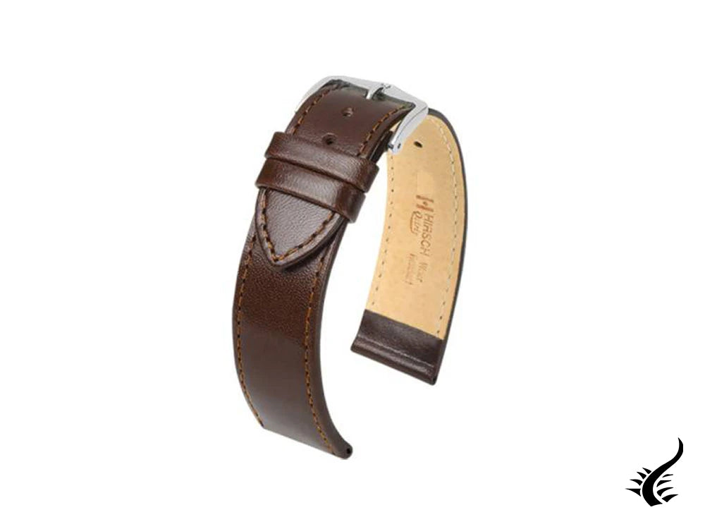 Hirsch Osiris Leather Strap, Brown, 18 mm, L (200 mm), 03475010-2-18