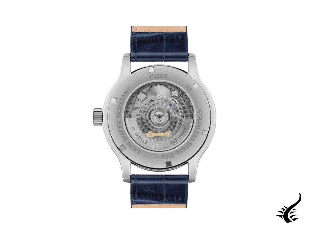 Montre automatique Ingersoll 1892 Tempest, 44 mm, bleu, bracelet en cuir, I12103