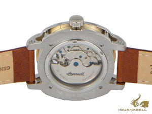 Montre automatique Ingersoll Director, 46 mm, or, bleu, bracelet en cuir, I08103