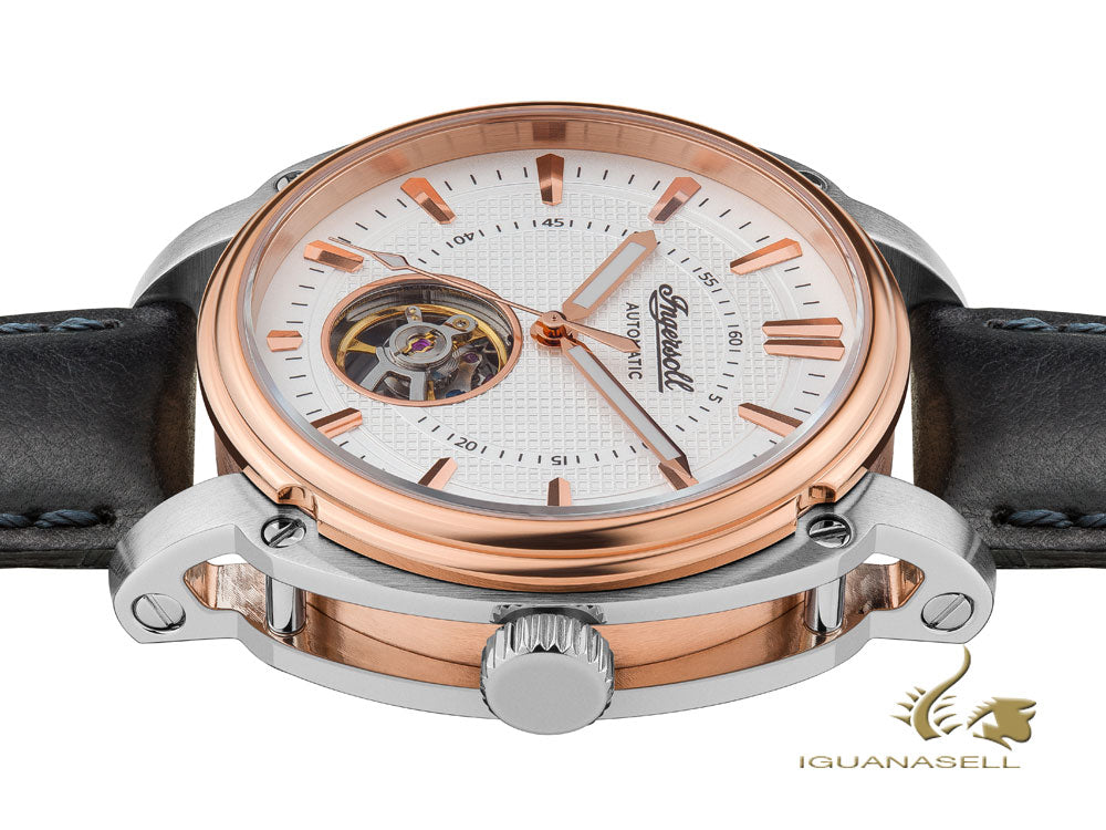 Ingersoll Director Automatic Watch, 46 mm, Rose Gold, White, Leather, I08101