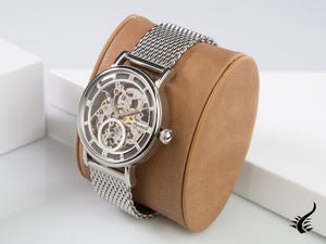 Montre automatique squelette Ingersoll Herald, 40 mm, gris, bracelet en maille, I00405