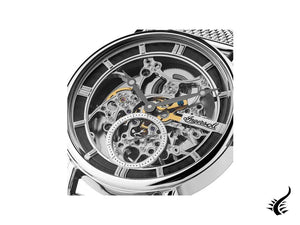 Montre automatique squelette Ingersoll Herald, 40 mm, gris, bracelet en maille, I00405