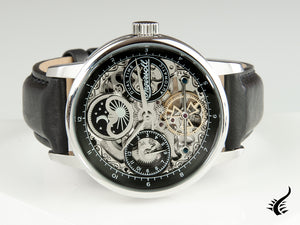 Montre automatique Ingersoll Jazz, 44 mm, noire, phase de lune, GMT, I07701