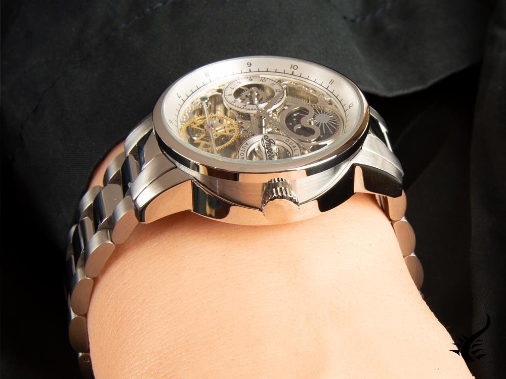 Montre automatique Ingersoll Jazz, 44 mm, argent, phases de lune, GMT, I07703