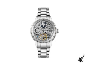 Montre automatique Ingersoll Jazz, 44 mm, argent, phases de lune, GMT, I07703