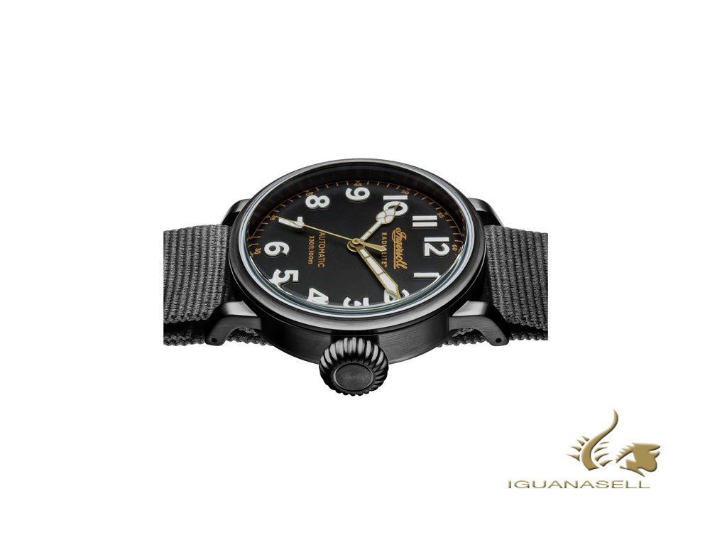 Montre automatique Ingersoll Linden Radiolite, 46 mm, noir, nylon, 10 atm I04806