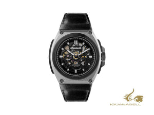 Montre automatique Ingersoll Motion, PVD, 50 mm, noir, bracelet en cuir, I11702