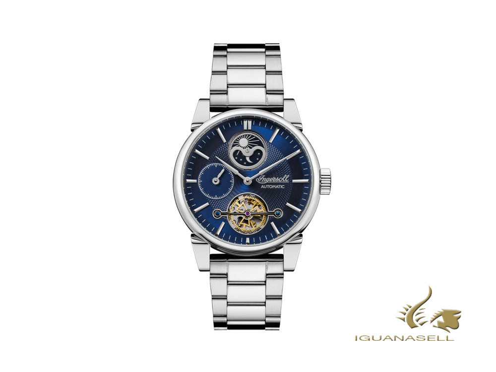 Ingersoll Swing Automatic Watch, 45 mm, Blue, Moonphase, GMT, I07501