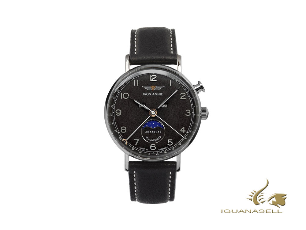 Iron Annie Amazonas Impression Moonphase Quartz Watch, Black, 41 mm, 5976-2