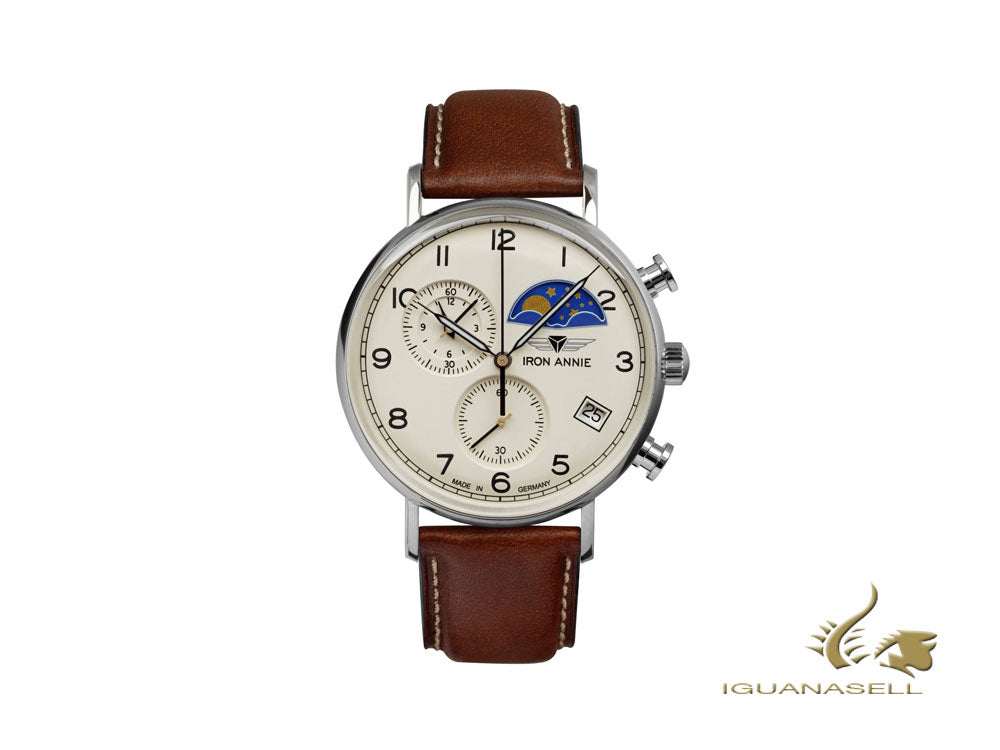 Montre à quartz Iron Annie Amazonas Impression, beige, 41 mm, chronographe, 5994-5