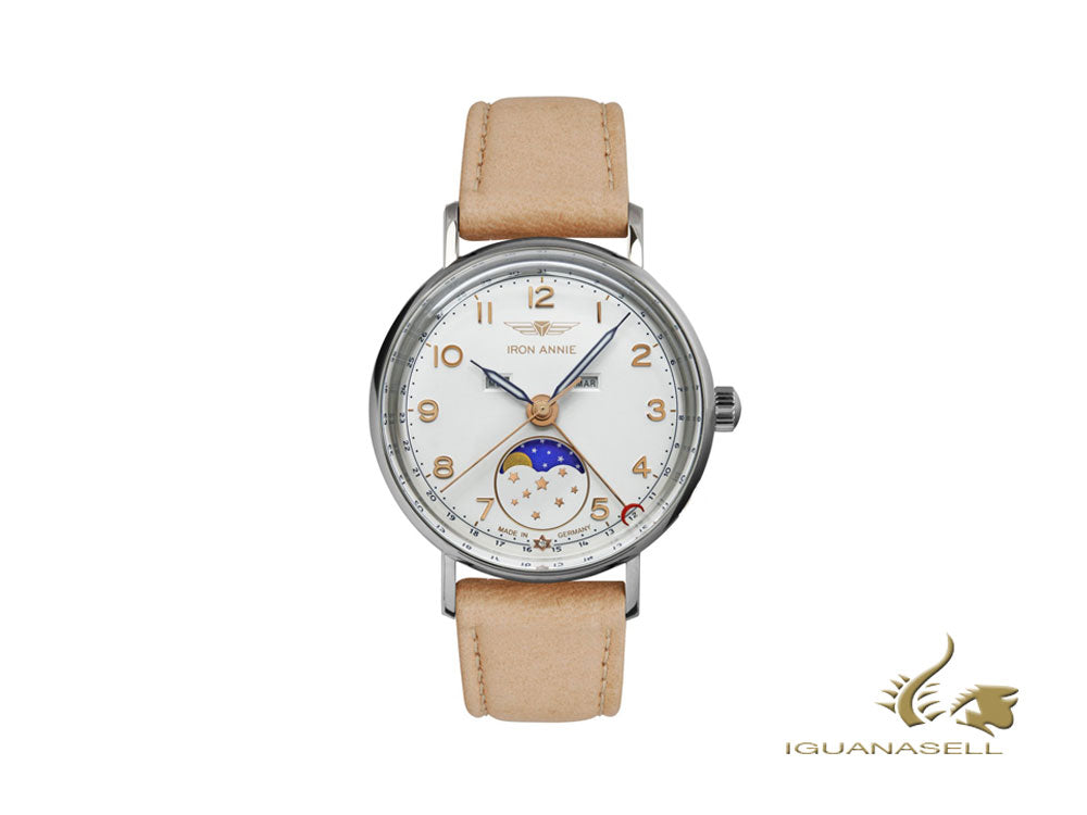 Montre à quartz Iron Annie Amazonas Impression Moonphase, blanche, 36 mm, 5977-1