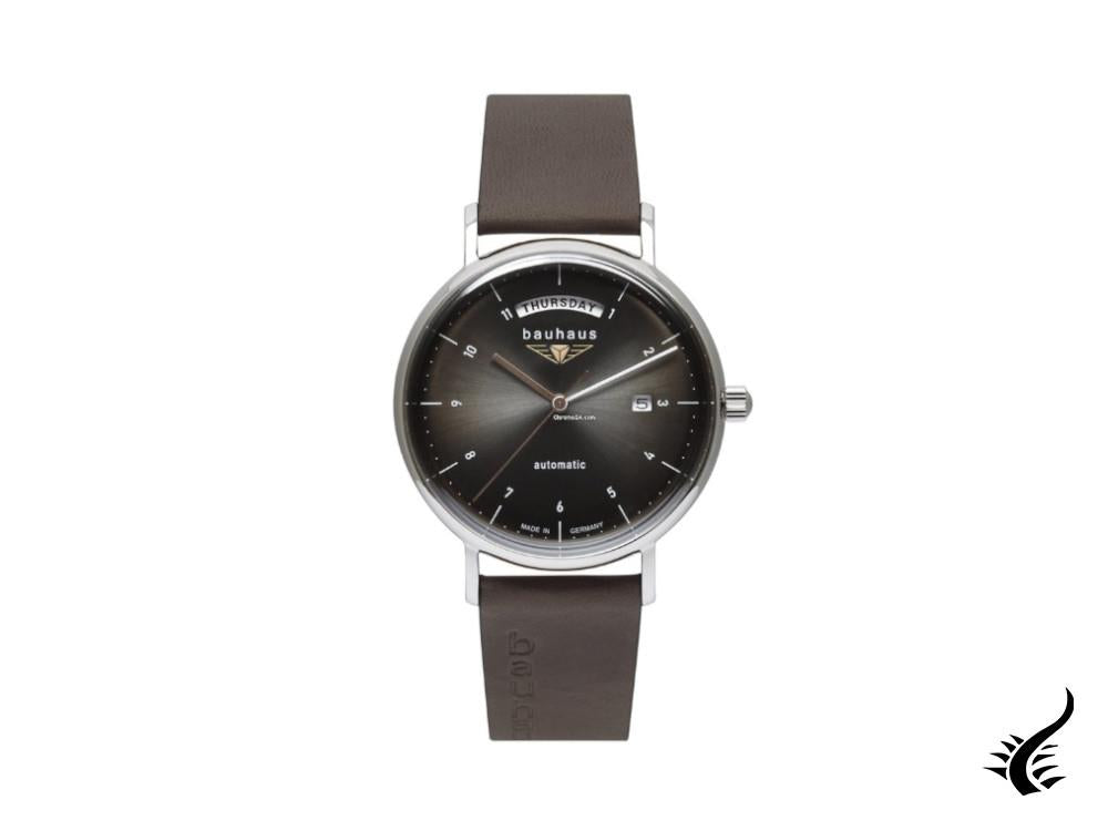 Montre automatique Bauhaus, noire, 41 mm, jour et date, 2162-2