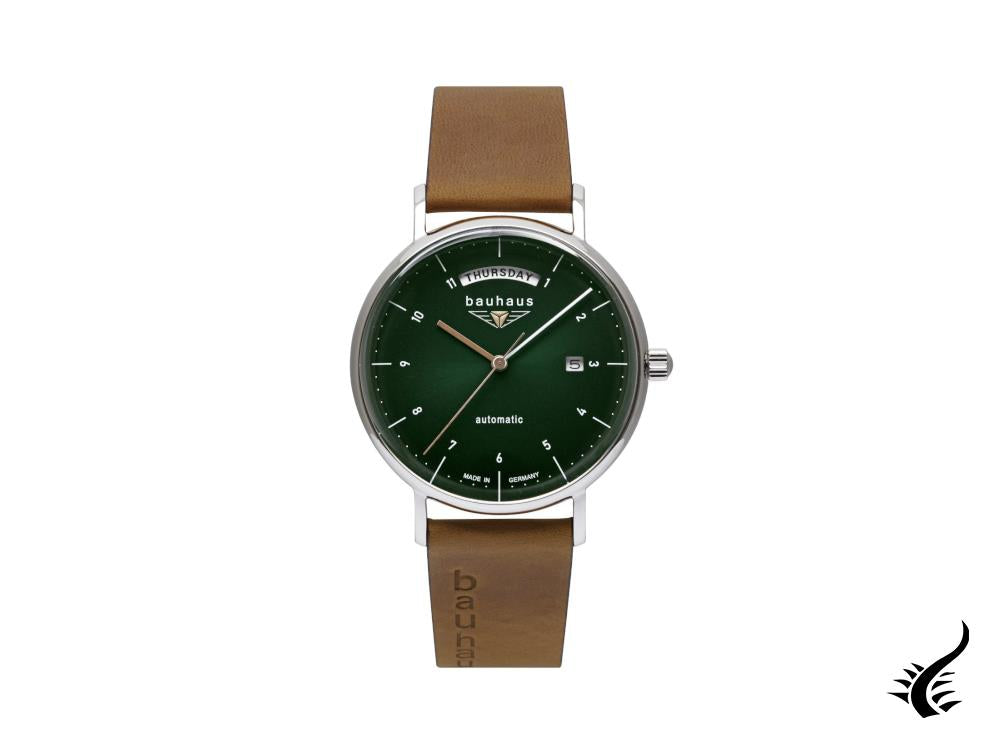 Montre automatique Bauhaus, verte, 41 mm, jour et date, 2162-4