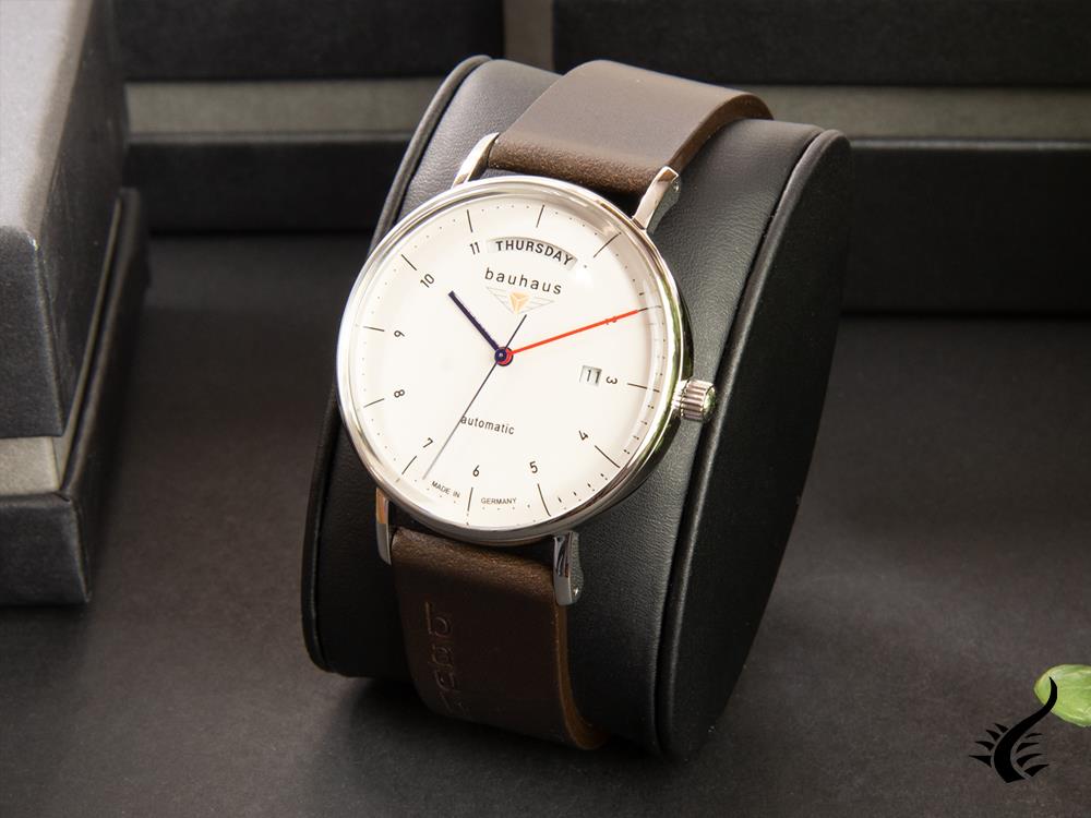 Bauhaus Automatic Watch, White, 41 mm, Day and date, 2162-1