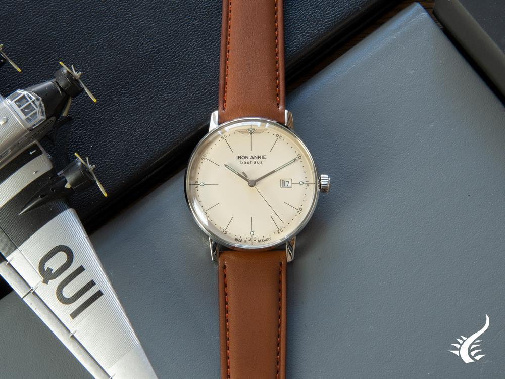 Montre à quartz Bauhaus Iron Annie, beige, 40 mm, jour, 5044-5