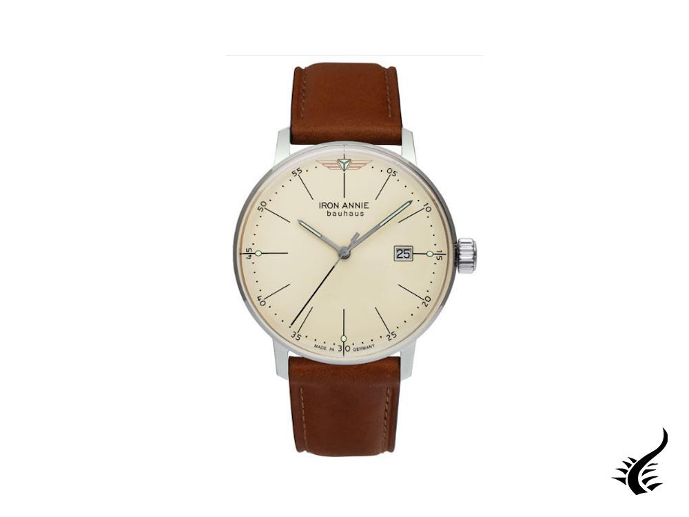 Montre à quartz Bauhaus Iron Annie, beige, 40 mm, jour, 5044-5