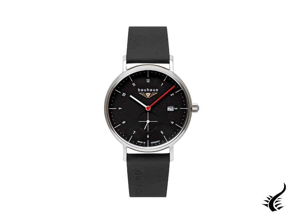 Montre à quartz Bauhaus, noire, 41 mm, jour, 2130-2