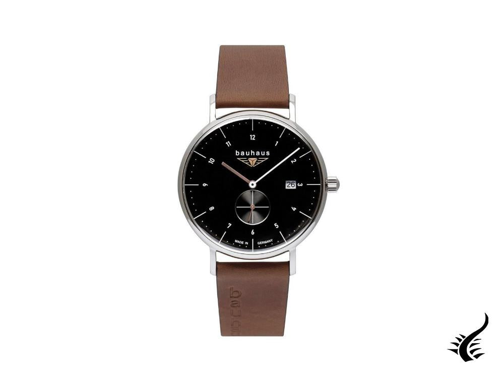 Montre à quartz Bauhaus, noire, 41 mm, jour, 2132-2