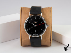 Montre à quartz Bauhaus, noire, 41 mm, jour, 2140-2