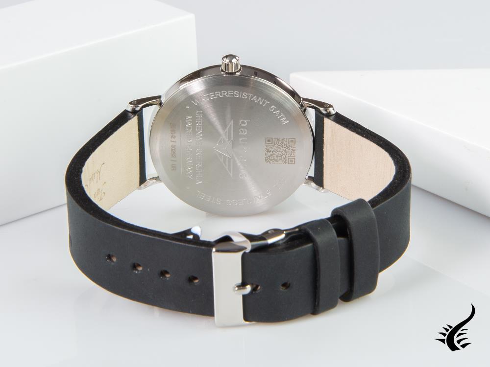 Montre à quartz Bauhaus, noire, 41 mm, jour, 2140-2