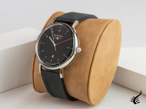 Montre à quartz Bauhaus, noire, 41 mm, jour, 2140-2