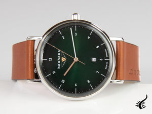 Montre à quartz Bauhaus, verte, 41 mm, jour, 2140-4