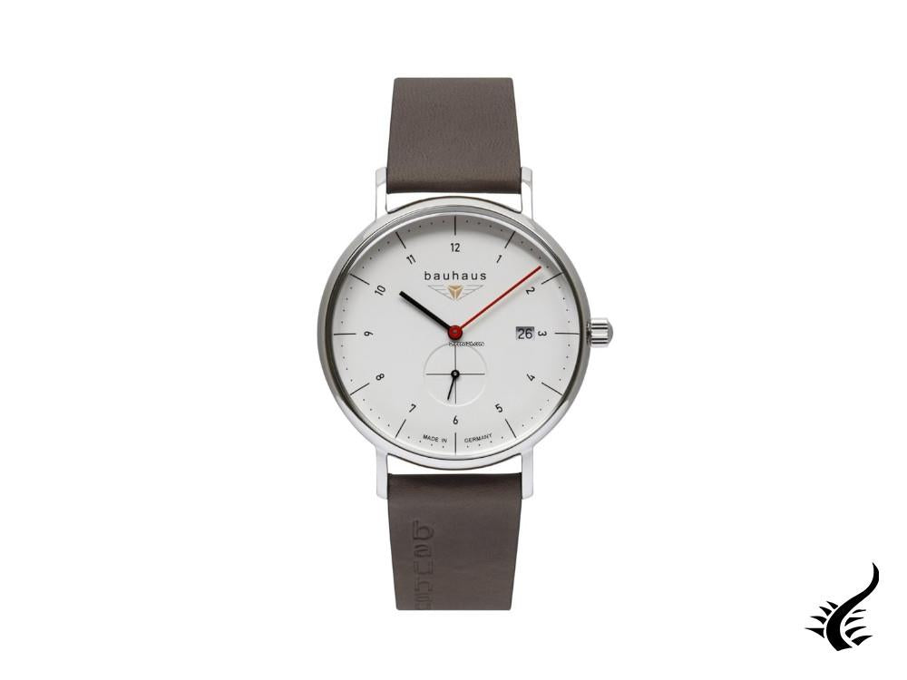 Montre à quartz Bauhaus, blanche, 41 mm, jour, 2130-1